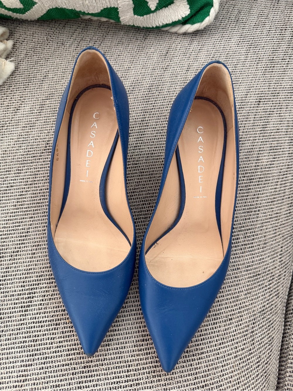 Casadei Royal Blue Pointed-Toe Leather Pumps